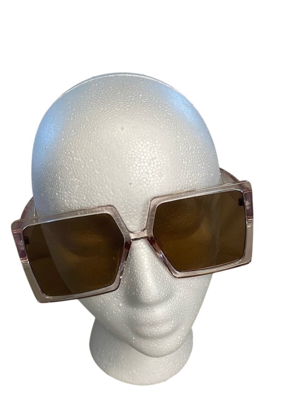 Women’s Oversized Square Sunglasses Light Pink Frames Brown Lenses NWOT